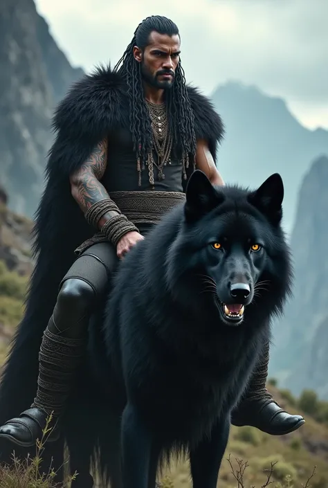 Roman Reigns Tribal Chief Riding a Black Wolf Lord of the Rings Style 