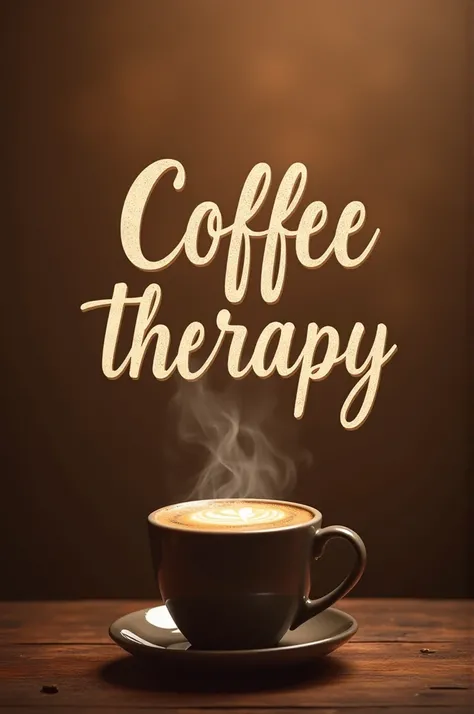 Brown background with writing "Coffee Therapy "