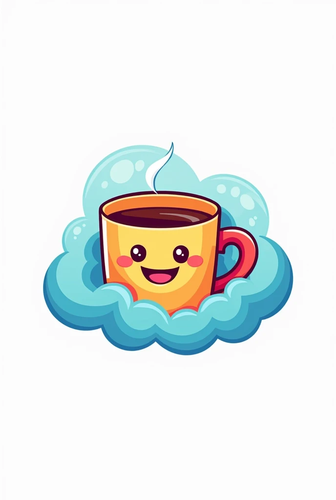 Create a GVM Brindes logo with the cloud logo, about sublimation with a colorful mug as a serious and happy company.
