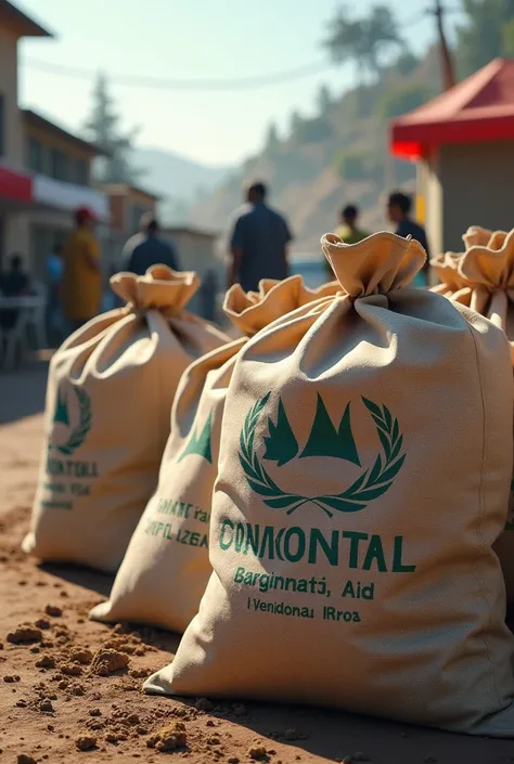 Images of bags of aid
