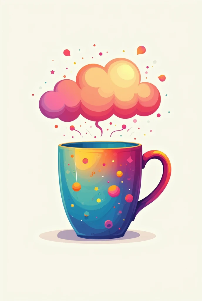 Create logo with cloud, about sublimation with a colorful mug as a company would be, GVM Brindes skit.