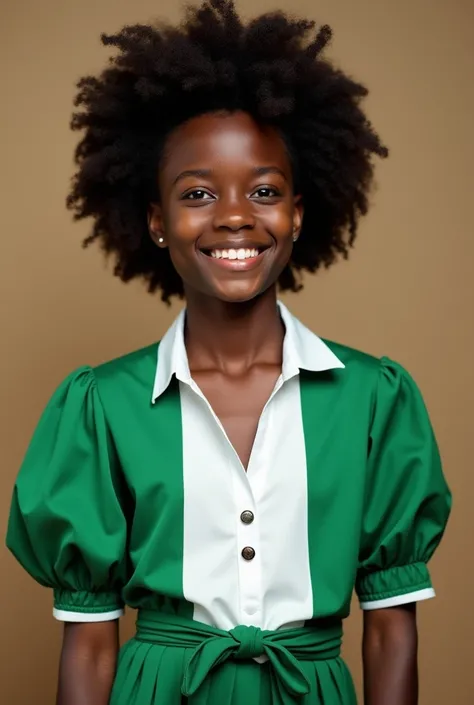  adolescent, black, nigeria flag blouse