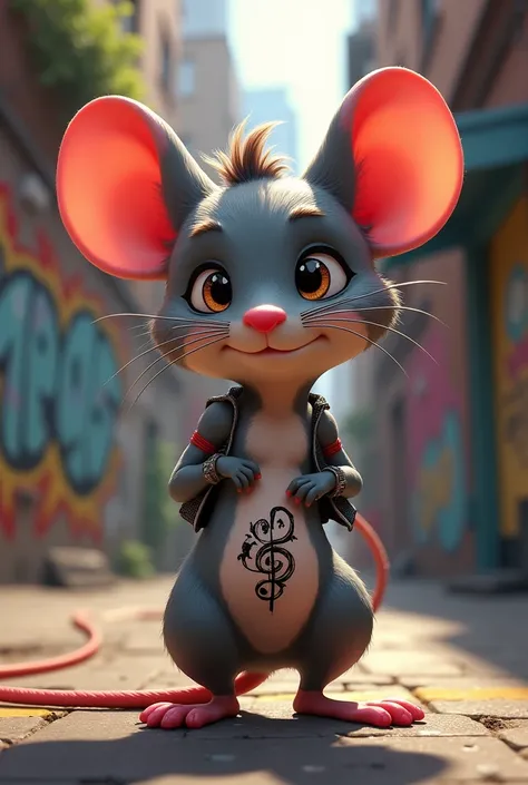 a little street style mouse with a tattoo