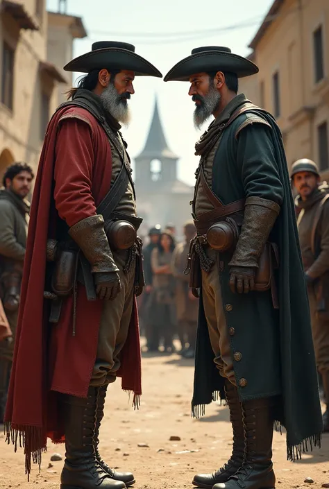 Two dirty musketeers agreeing to fight at noon 