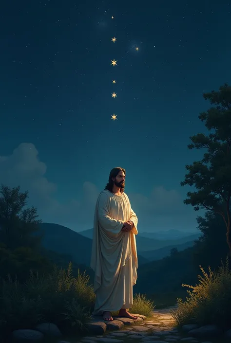 Jesus Christ at night with 8 stars Venezuela 