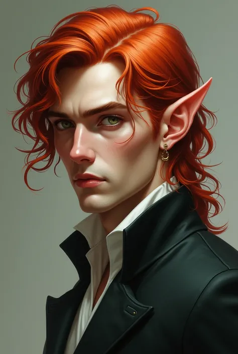 A man with red hair and slightly pointed ears