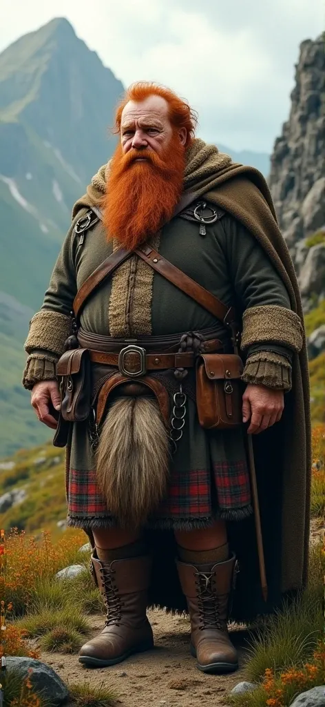 18th century Scottish elder, red hair, beard and fat. 