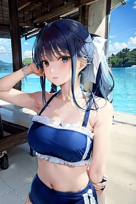 Swimwear、Ponytail、Blue Hair、M