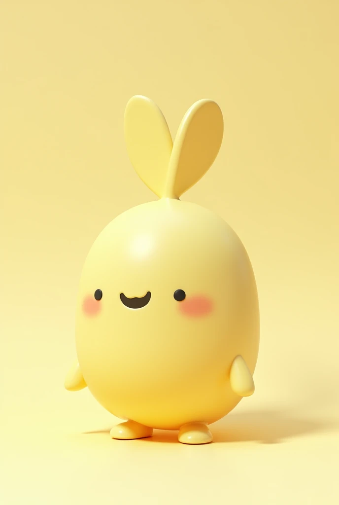 Create a 3d character like simple one 
but it should be different and attractive and cute, it should be in simple and single shape and cute. Colour lite yellow 