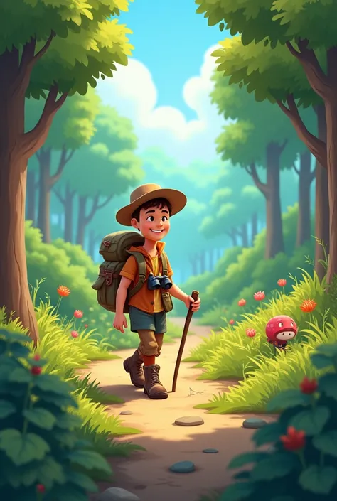 Hunter walking (animated style for children)