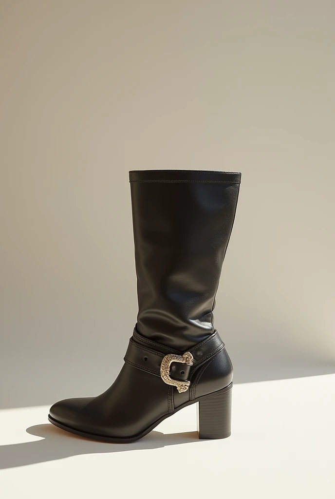 Short boot type footwear for women, showed lateral, elegant beautiful, with buckle 