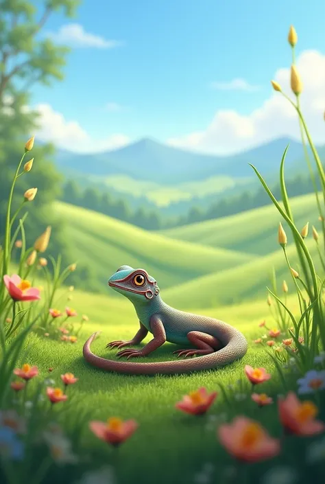 A small lizard in a meadow