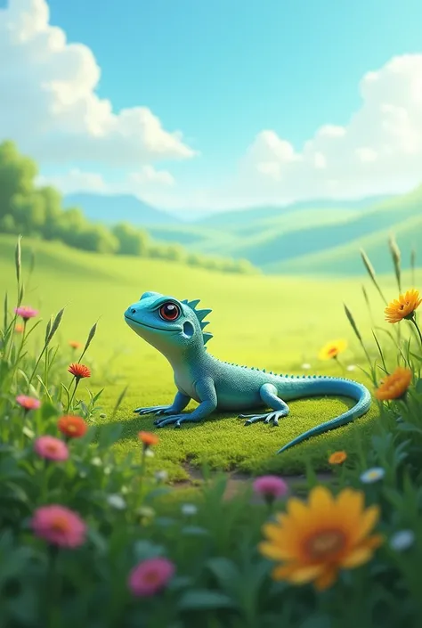 A small lizard in a meadow