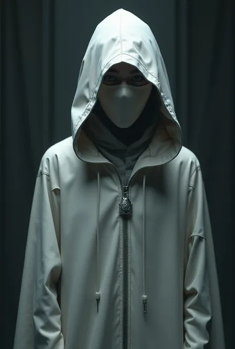 A character with a white hooded mask without showing his face