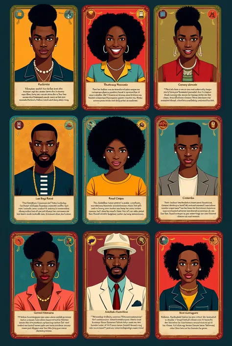 Create a card game where there are 10 cards that have an image and text on them that talks about black people creating the games 