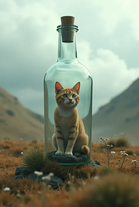 A Paramo and cat in a bottle 