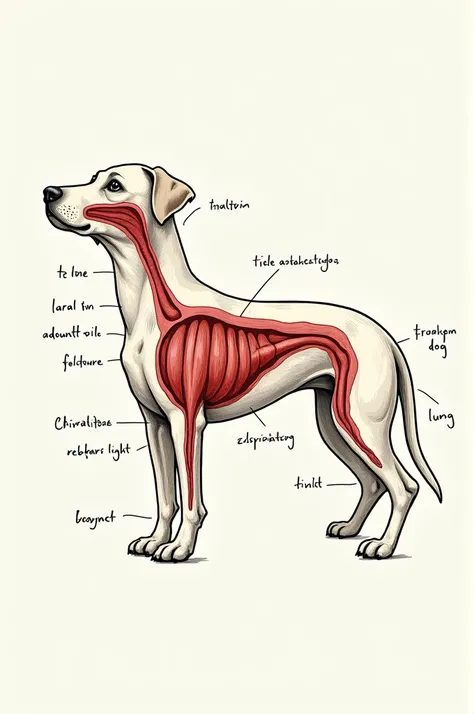 I need a photo of a dog&#39;s respiratory system, all marked and in understandable handwriting. 
