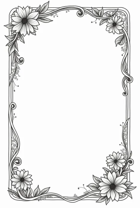 Decorative frame in black lines in art nouveau style 