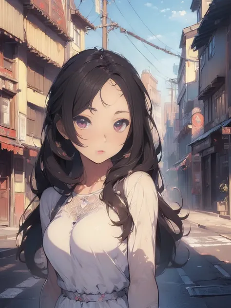 (Masterpiece, Best Quality, Ultra Detailed: 1.6), Illustration, (Single, 1 Girl, Beautiful Detailed Eyes: 1.2), City, Street, Cute, Otherworld, (Post-apocalypse)