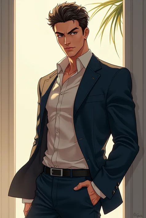 Handsome anime guy, kinda buff