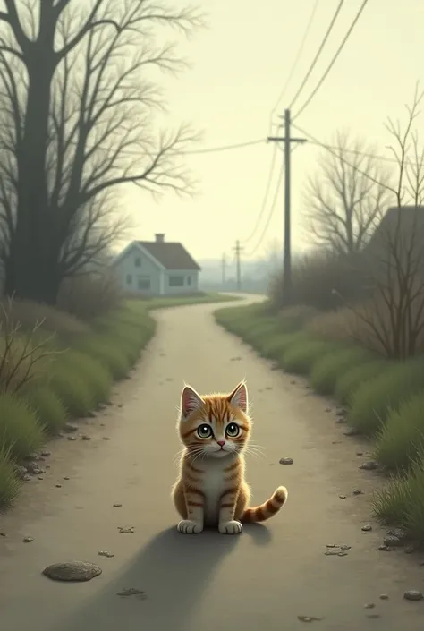 stray Innocent cat in road