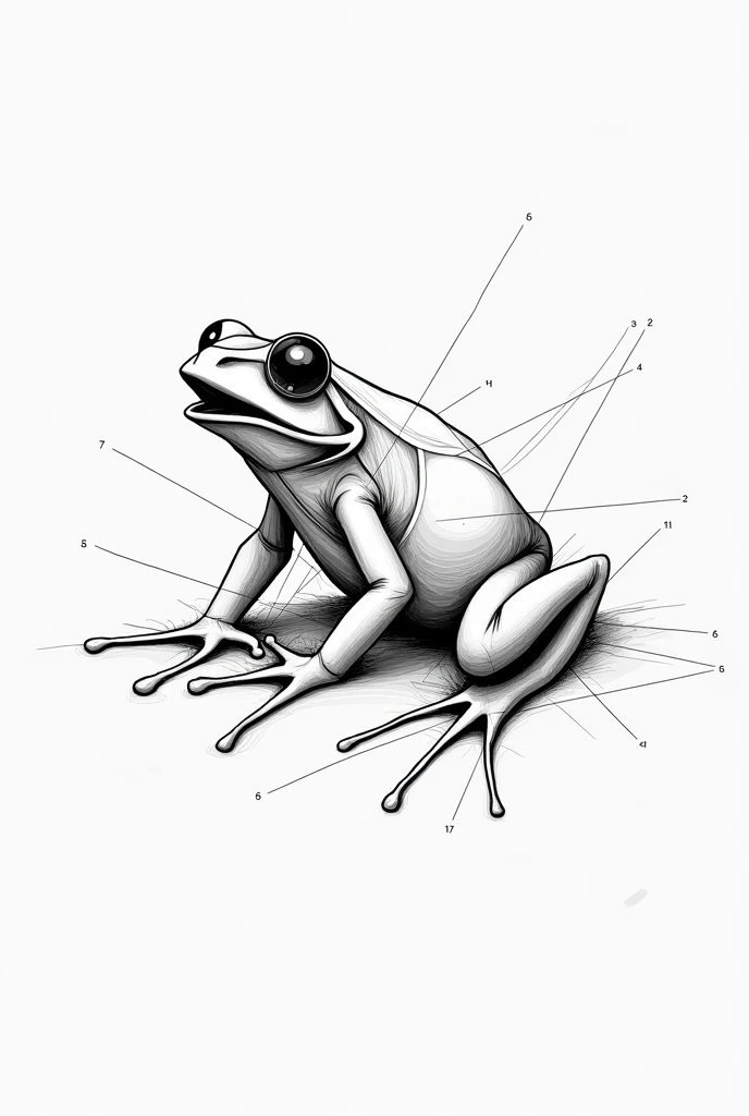 frog with intersection technique drawing 