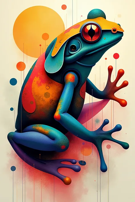 frog with abstract intersection technique 