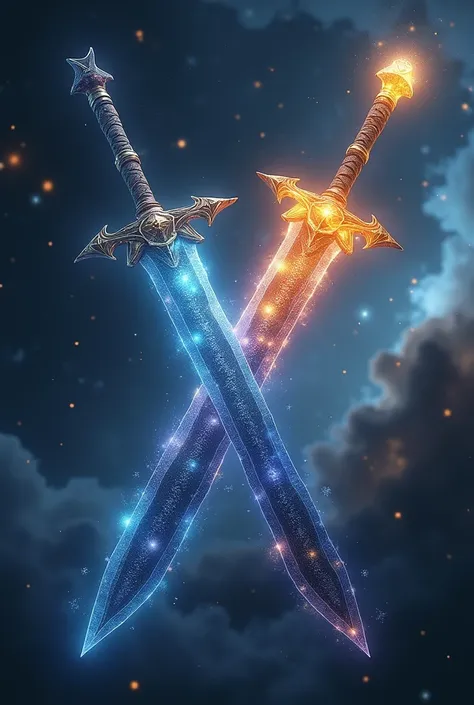 two types swords, right swords made of star, left swords made of meteor