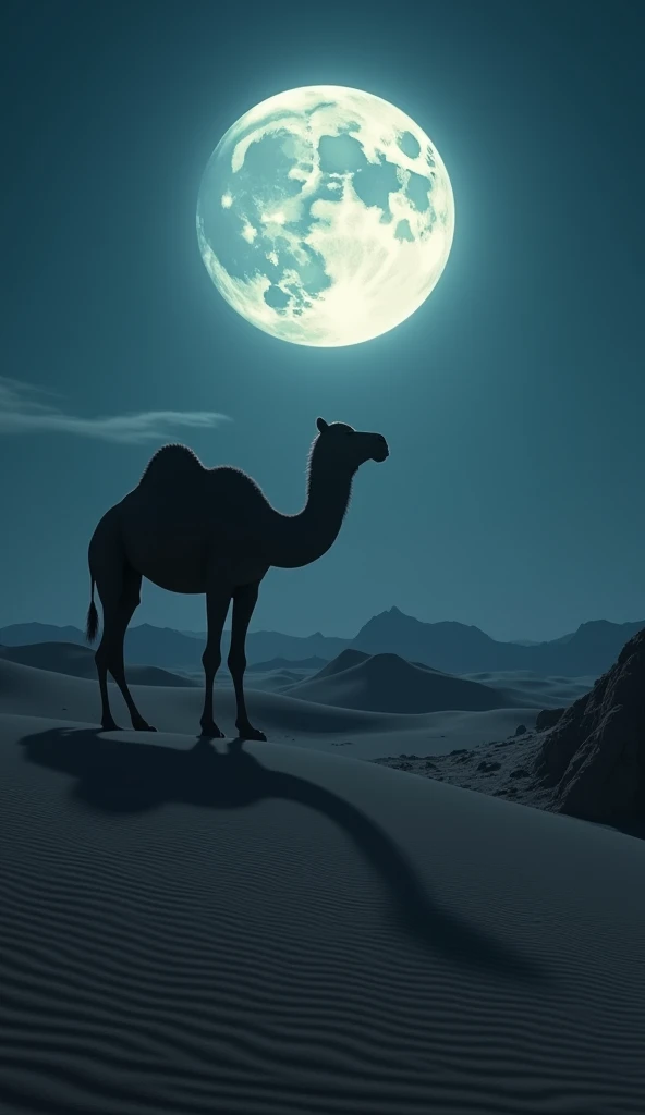 Desert Sky Full Moon Camel High Resolution, masterpiece, Best Quality, High-resolution model, High detail, Very detailed, 