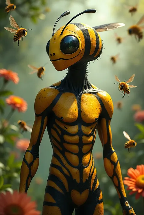 Create a very attractive bee man image 