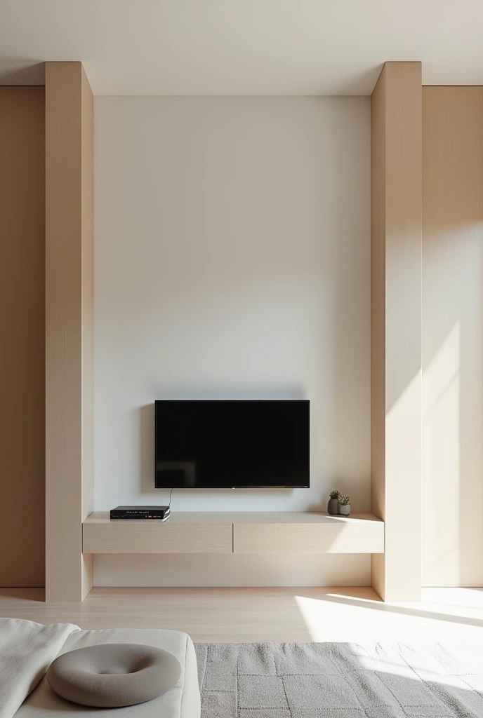 Invisible MDF panel for bedroom with TV and two passages with sliding door 3 meter ceiling height, width of 4 meters
