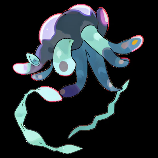 pkmn,  black background, jelly fish,