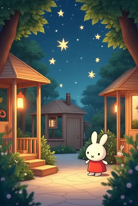 Create an image of miffy night safari indoor playground environment 