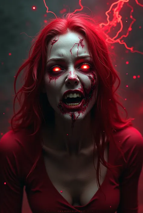 scarlet witch wanda maximof white eyes become zombie face destroyed bloody
