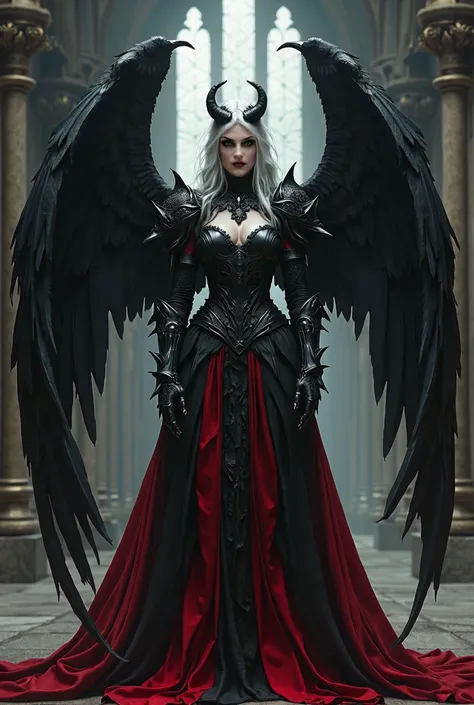 rafed woman in a black and red costume with wings, angel knight gothic girl, raven winged female vampire, angel knight girl, succubus | medieval, angel in plastic armor, lady in red armor, beautiful cyborg angel girl, fantasy character photo, beautiful fem...