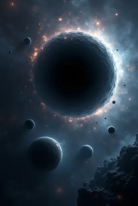 Black holes in the galaxy with planets in the background 