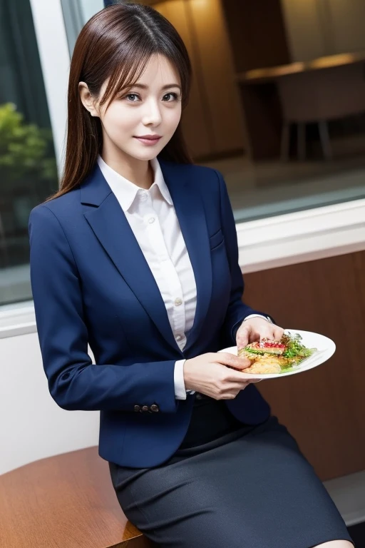 Parks in Tokyo、Tight suit(skirt)、Office lady having a meal