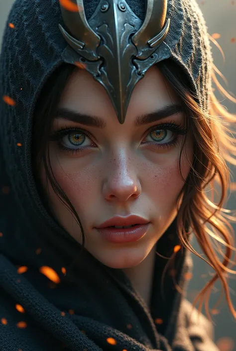 knight girl, beautiful detailed eyes, beautiful detailed lips, extremely detailed face and eyes, longeyelashes, fantasy warrior, medieval fantasy, epic battle, dramatic lighting, dark moody atmosphere, cinematic angle, demon queen, powerful magical abiliti...