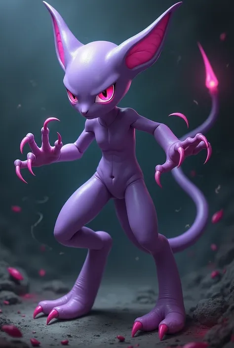 Mewtwo Violet and Pink , Poison type pokemon with a stinger on its tail