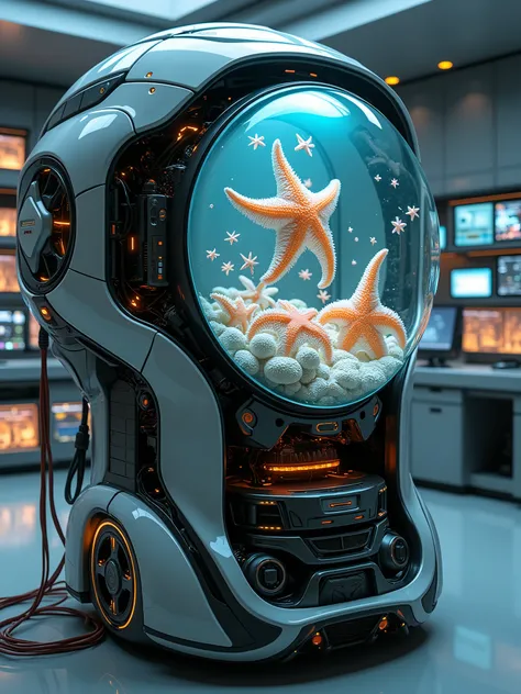 ergonomic machine, complex, computer filled with starfish: HD: