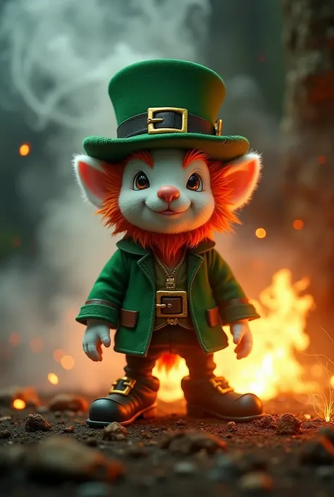 a little leprechaun made of cotton and on fire