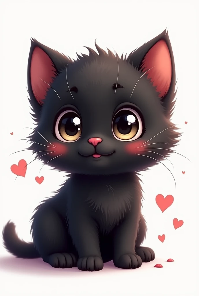 Close-up of the world&#39;s cutest black kitten、Hearts in your eyes、Deformation、What a cute white kitten