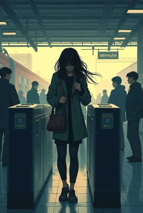   Broken heart, going to school, station, wind, ticket gate, holding hands, hustle and bustle, can&#39;t laugh, separation, overflowing feelings, I embraced you, you gave me the sparkle, feelings, illustration effect for posters and magazines, Illustration...