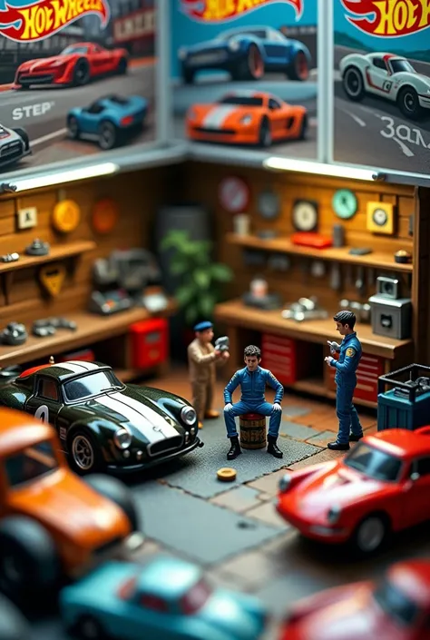 Create a small Hot Wheels garage themed diorama.