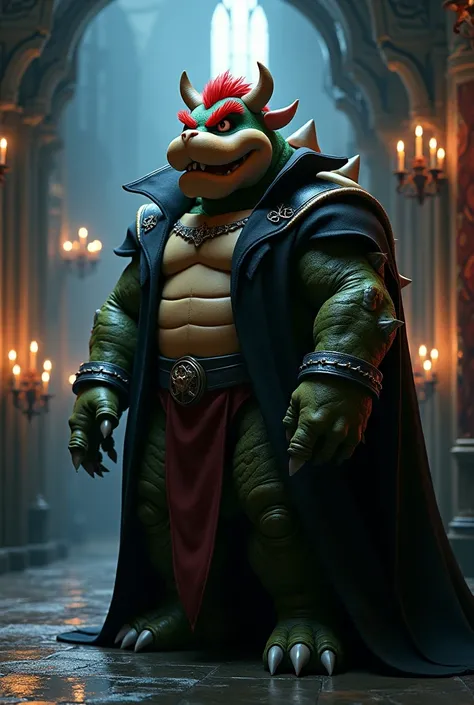 Bowser from Super Mario bros video game as a Dracula.