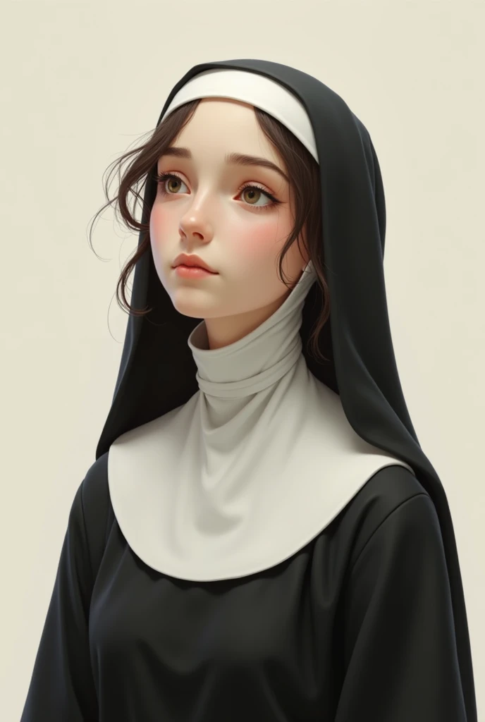 Young nun without the hair cover 