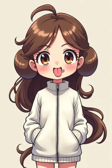 From STAR WARS Anime Girl Princess Leia Stick Out Tongue Naughty My Bad White Jacket Zip