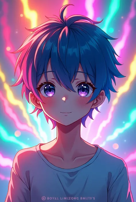 An anime boy with RGB background 