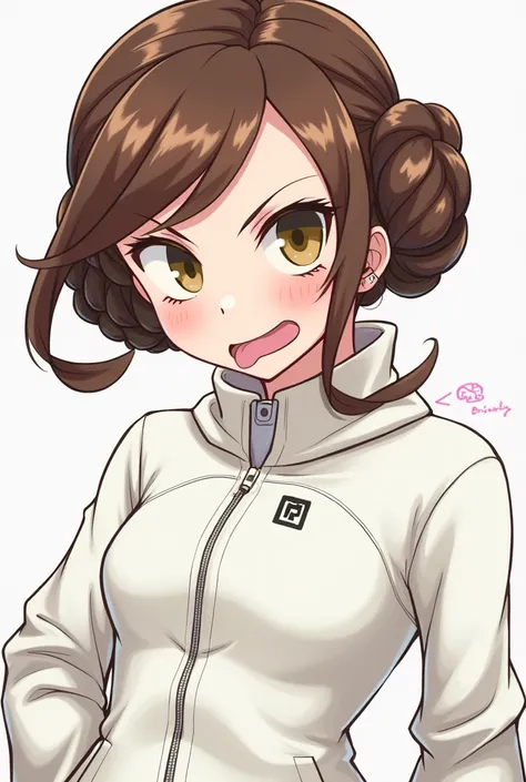 From STAR WARS Anime Girl Princess Leia Bösewicht Stick Out Tongue Naughty My Bad White Jacket Zip