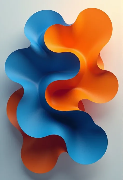 Master Parts,Best Quality,wallpaper 8k,(Realistic:1.3), Abstract composition of organic shapes in blue and orange colors, Ultra-detailed,figure,Best lighting,Best shade, In abstract work、Neutral colors and organic shapes